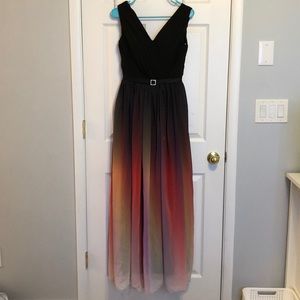 Black Rainbow Corset Back Gown for Prom